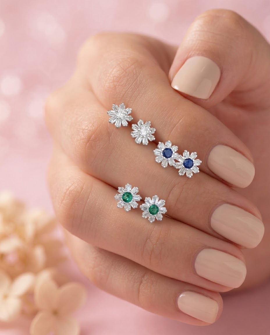 Topos Destello Floral en plata 925 — MARDAN JOYAS